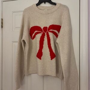 Red Coquette Bow Sweater (Size L)